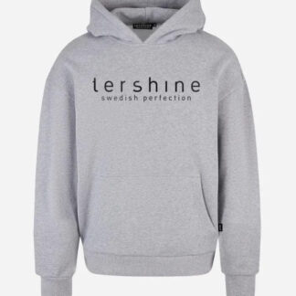 Hoodie grå med svart text – XXL tershine
